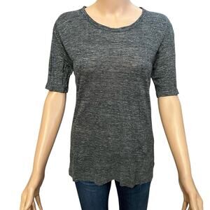 Isabel Marant Etoile Linen Knit Tshirt Small Heathered Gray Short Sleeve Casual